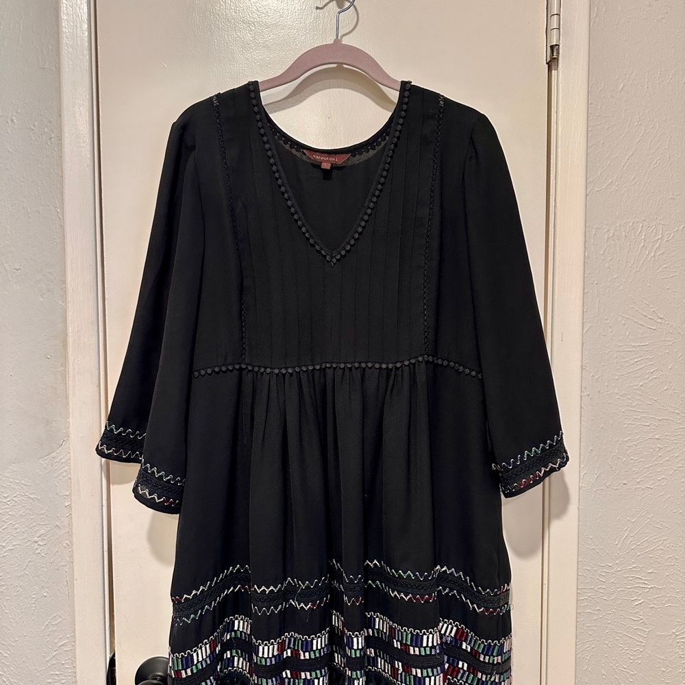 Ranna Gill Embroidered Black Dress from Anthropologie